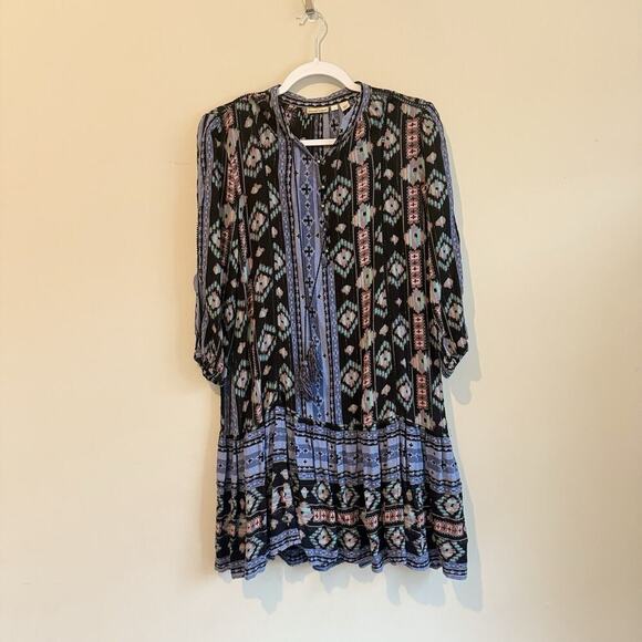 Anthropologie Holding Horses Boho Prairie Moon Mixed Media Tunic Dress S 1849 - Picture 3 of 13
